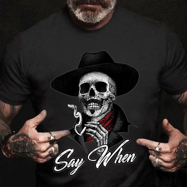 Say When Doc Holliday Skull Shirt Mens – 0037