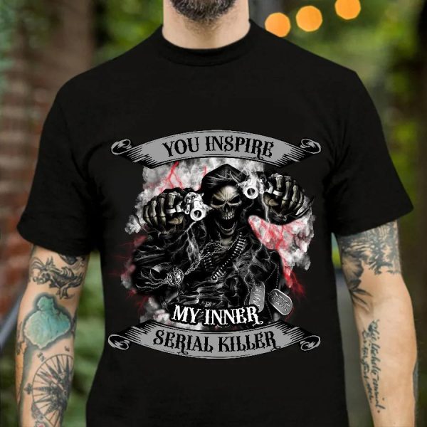 Your Inspire My Inner Serial Killer Skull Shirt Mens – 0004